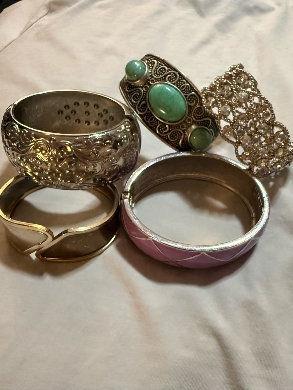 Vintage Hinged Bracelet Lot Mixed Styles Bangle Cuff Unisex Adults